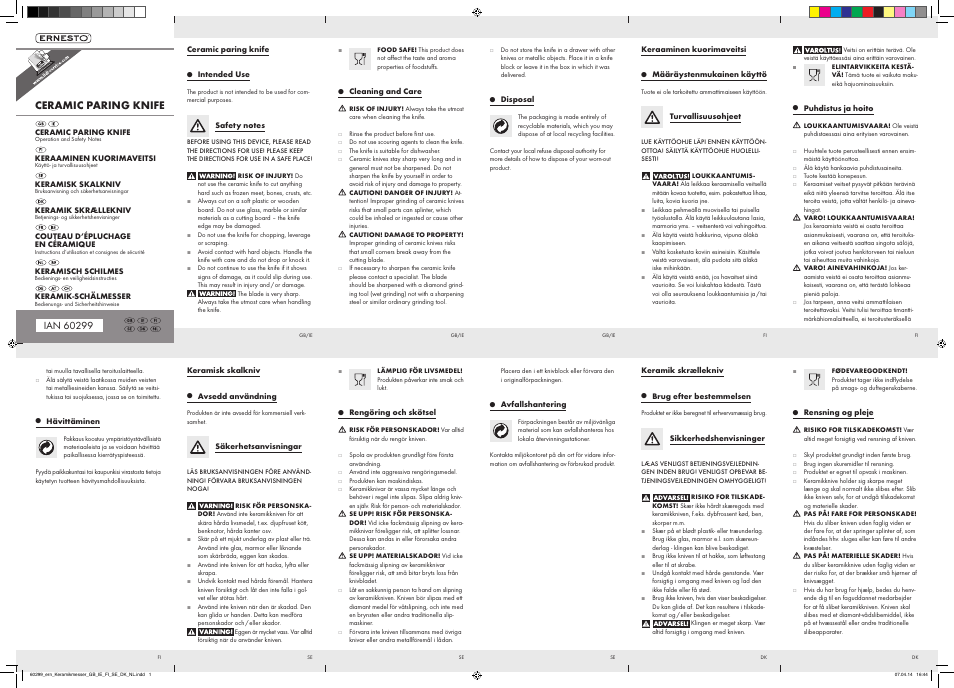 Ernesto Z32173A, Z32173B, Z32173C User Manual | 2 pages
