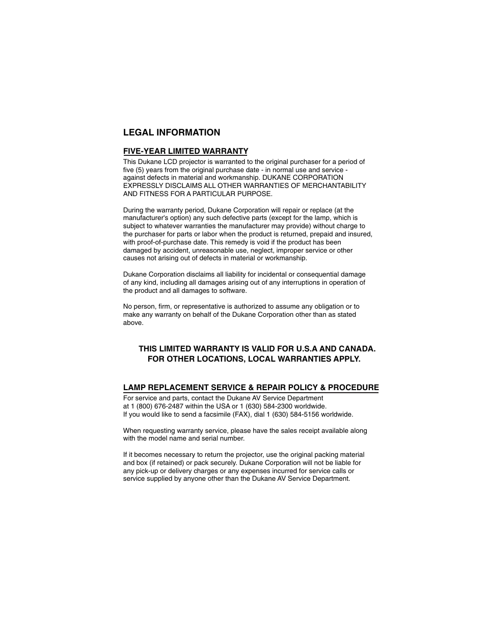 Legal information | Dukane 28A8751 User Manual | Page 47 / 48
