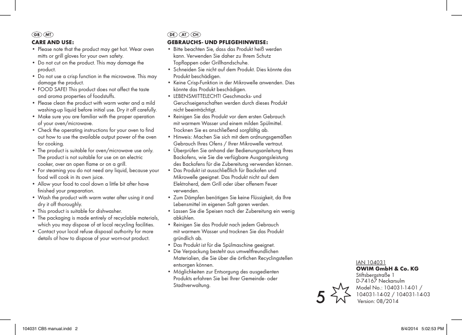 Ernesto 104031-14-0x User Manual | Page 2 / 2