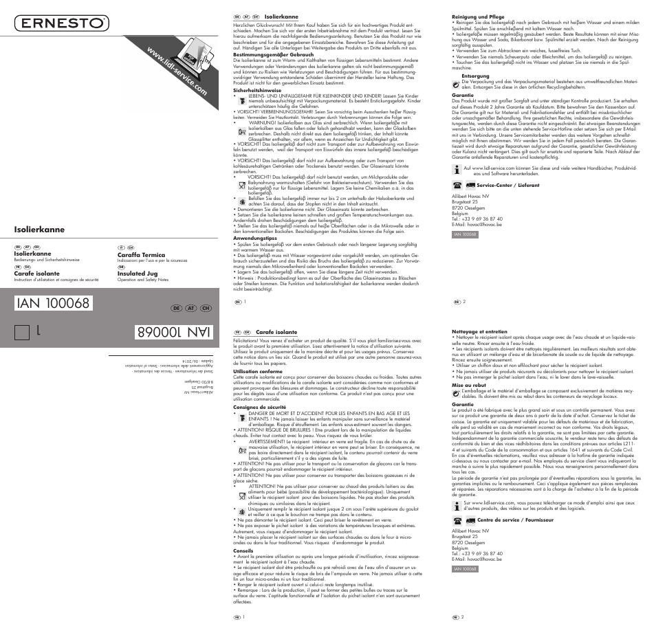 Ernesto Insulated Flask User Manual | 2 pages