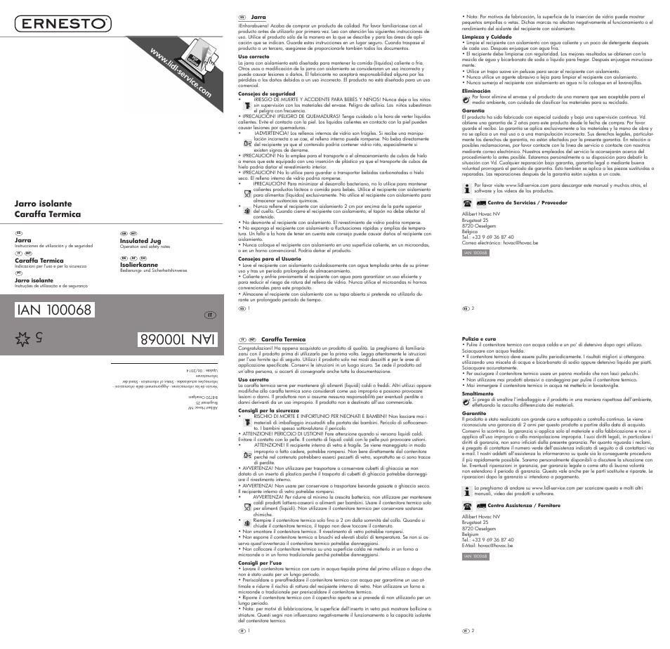 Ernesto Insulated Flask User Manual | 2 pages