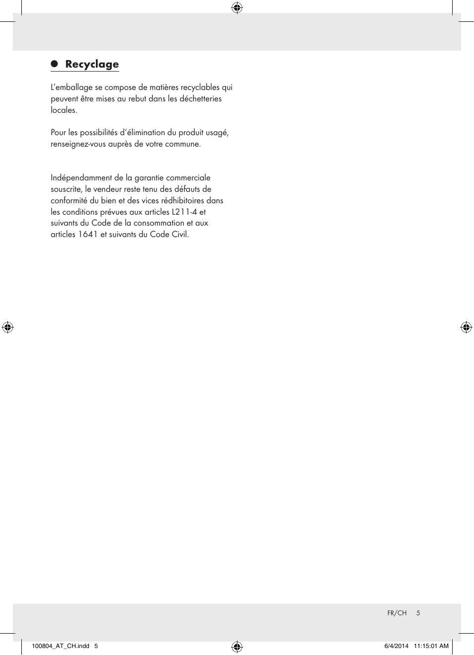 Recyclage | Ernesto Z31549 User Manual | Page 5 / 7