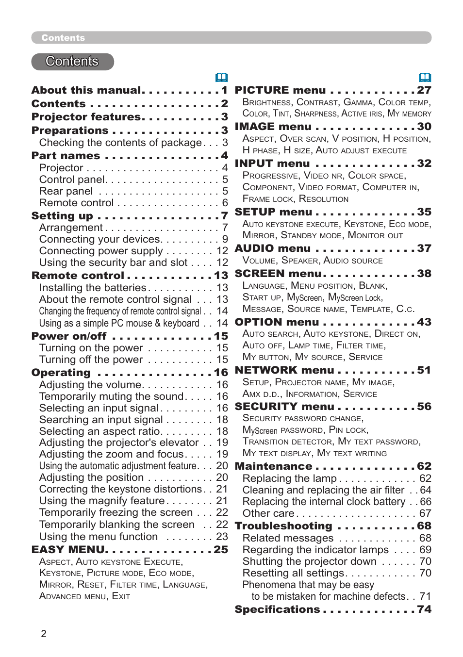 Dukane Projector 8920H-RJ User Manual | Page 2 / 75