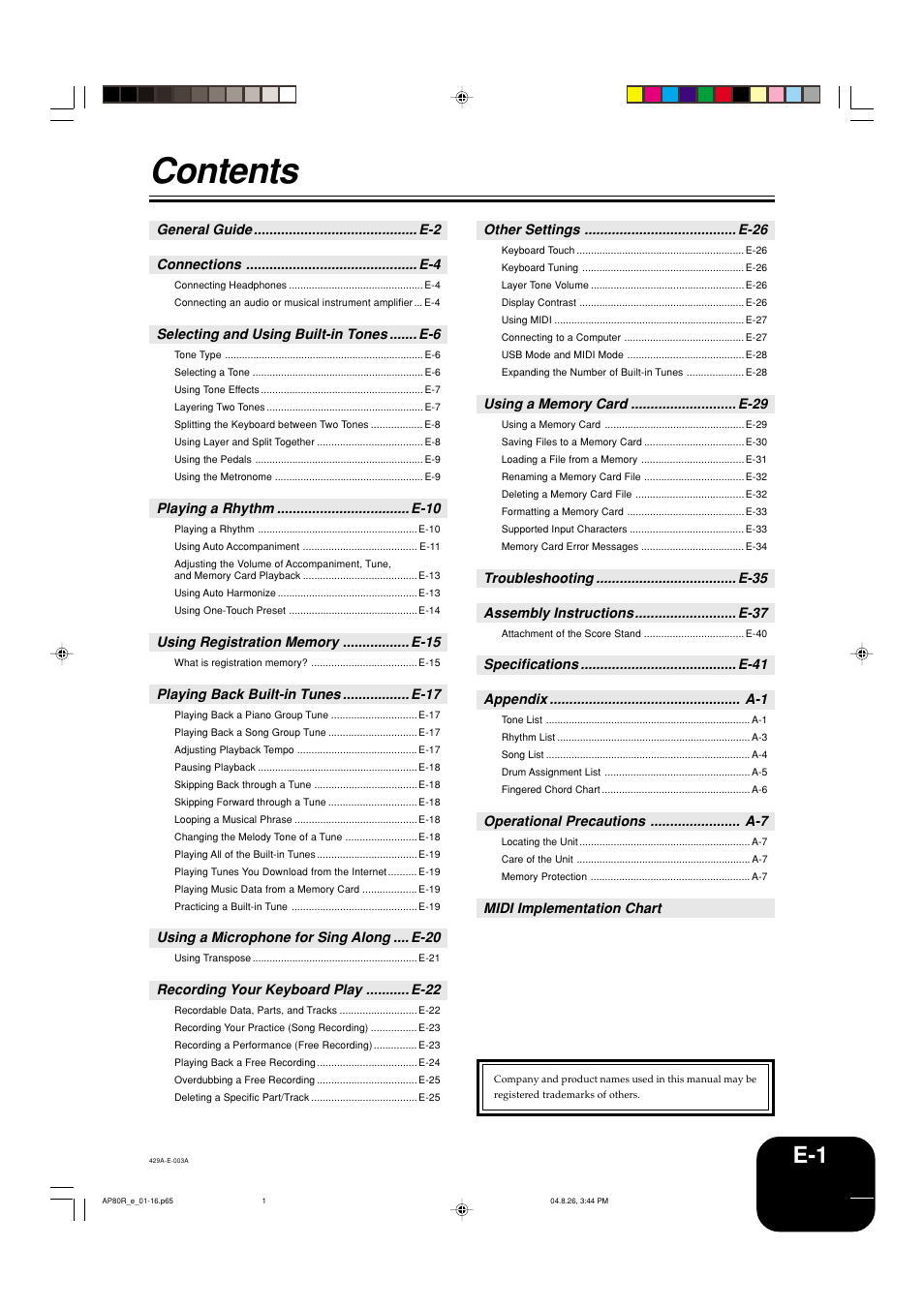 Casio AP-80R User Manual | Page 3 / 53