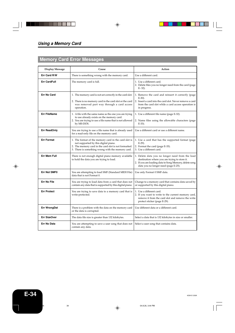 E-34 | Casio AP-80R User Manual | Page 36 / 53