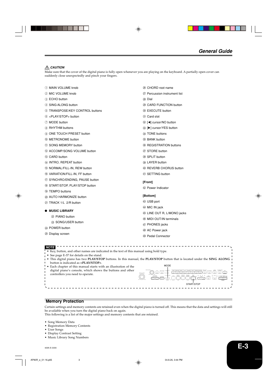 General guide | Casio AP-80R User Manual | Page 5 / 53