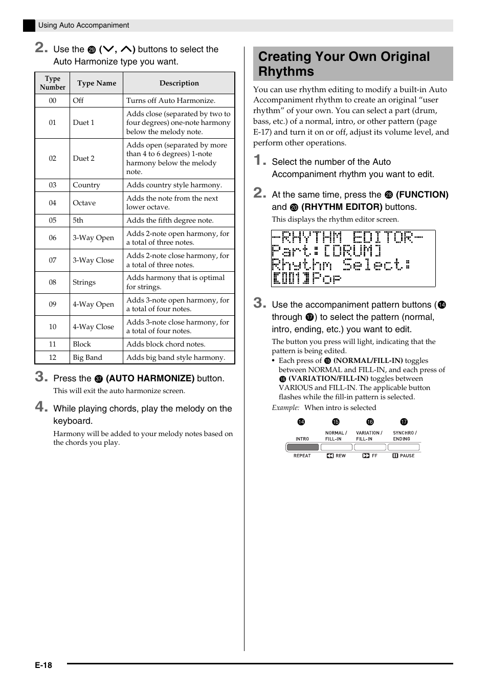 Creating your own original rhythms | Casio AP-650M User Manual | Page 20 / 84