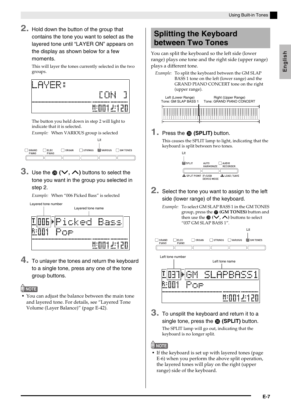 Splitting the keyboard between two tones | Casio AP-650M User Manual | Page 9 / 84