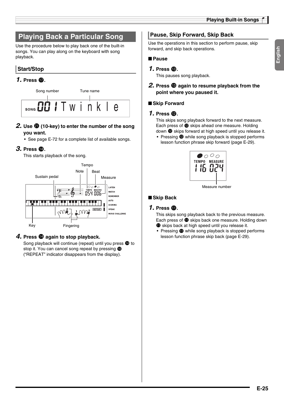 Playing back a particular song | Casio CDP-200R User Manual | Page 27 / 78