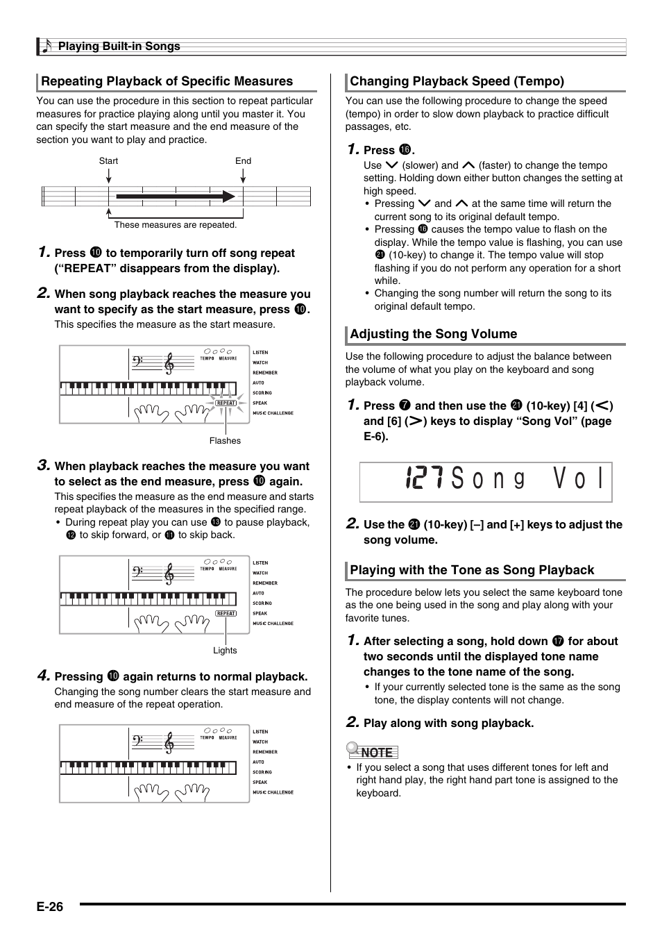 S o n, V o l | Casio CDP-200R User Manual | Page 28 / 78