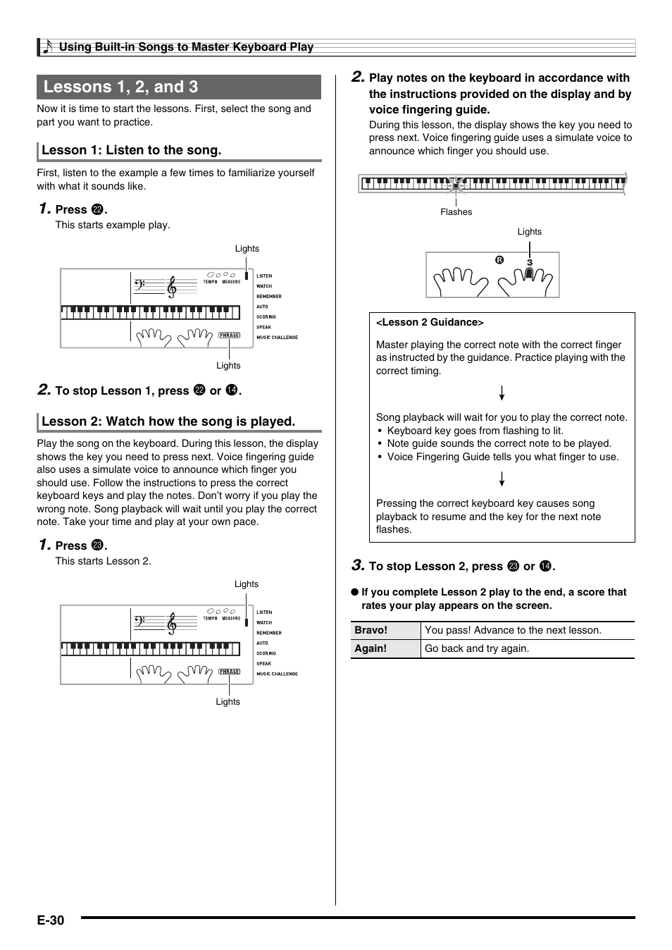 Lessons 1, 2, and 3 | Casio CDP-200R User Manual | Page 32 / 78