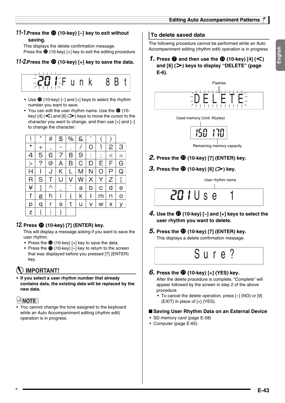 U s e 1, S u r e | Casio CDP-200R User Manual | Page 45 / 78