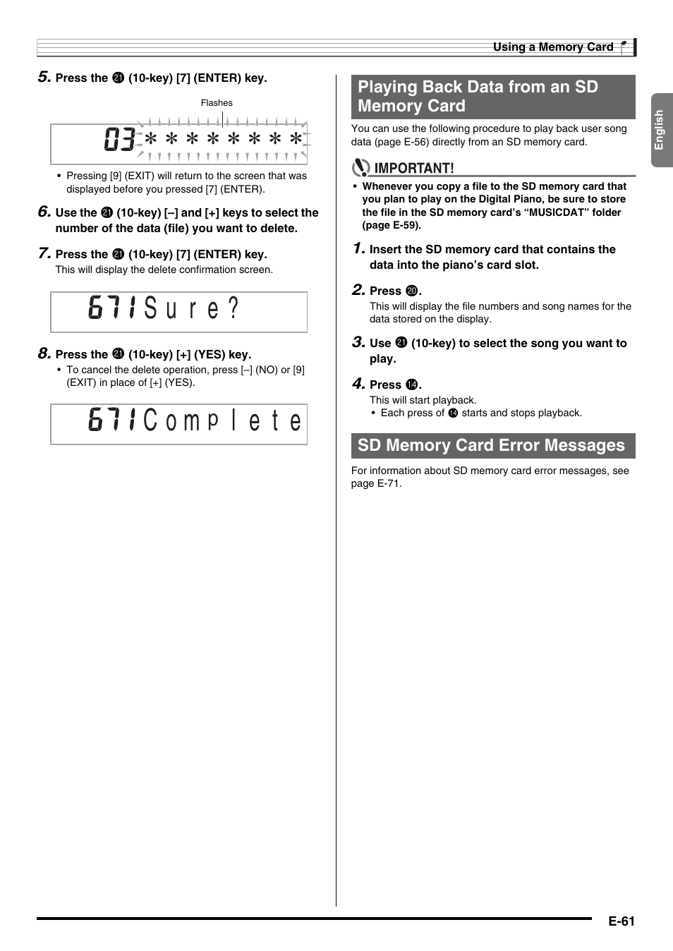 L e t e | Casio CDP-200R User Manual | Page 63 / 78
