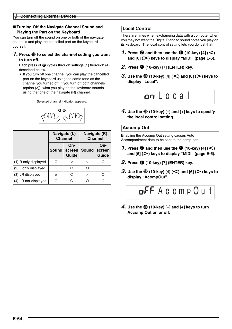 O u t | Casio CDP-200R User Manual | Page 66 / 78