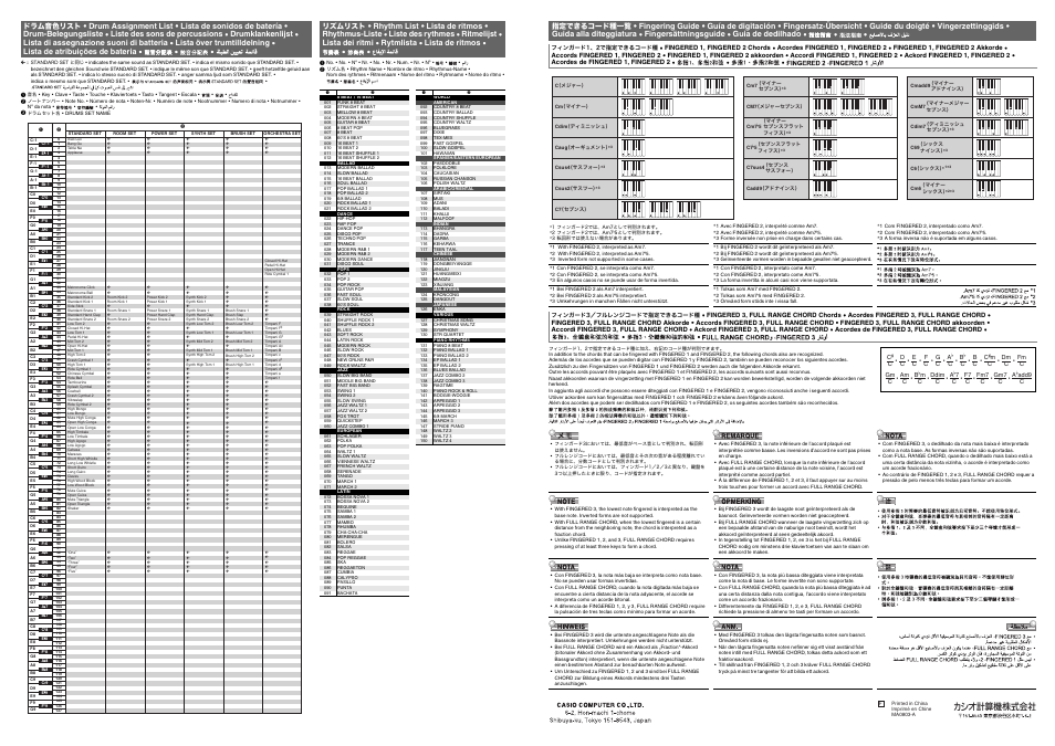 Casio CTK-2000 Appendix User Manual | Page 2 / 2