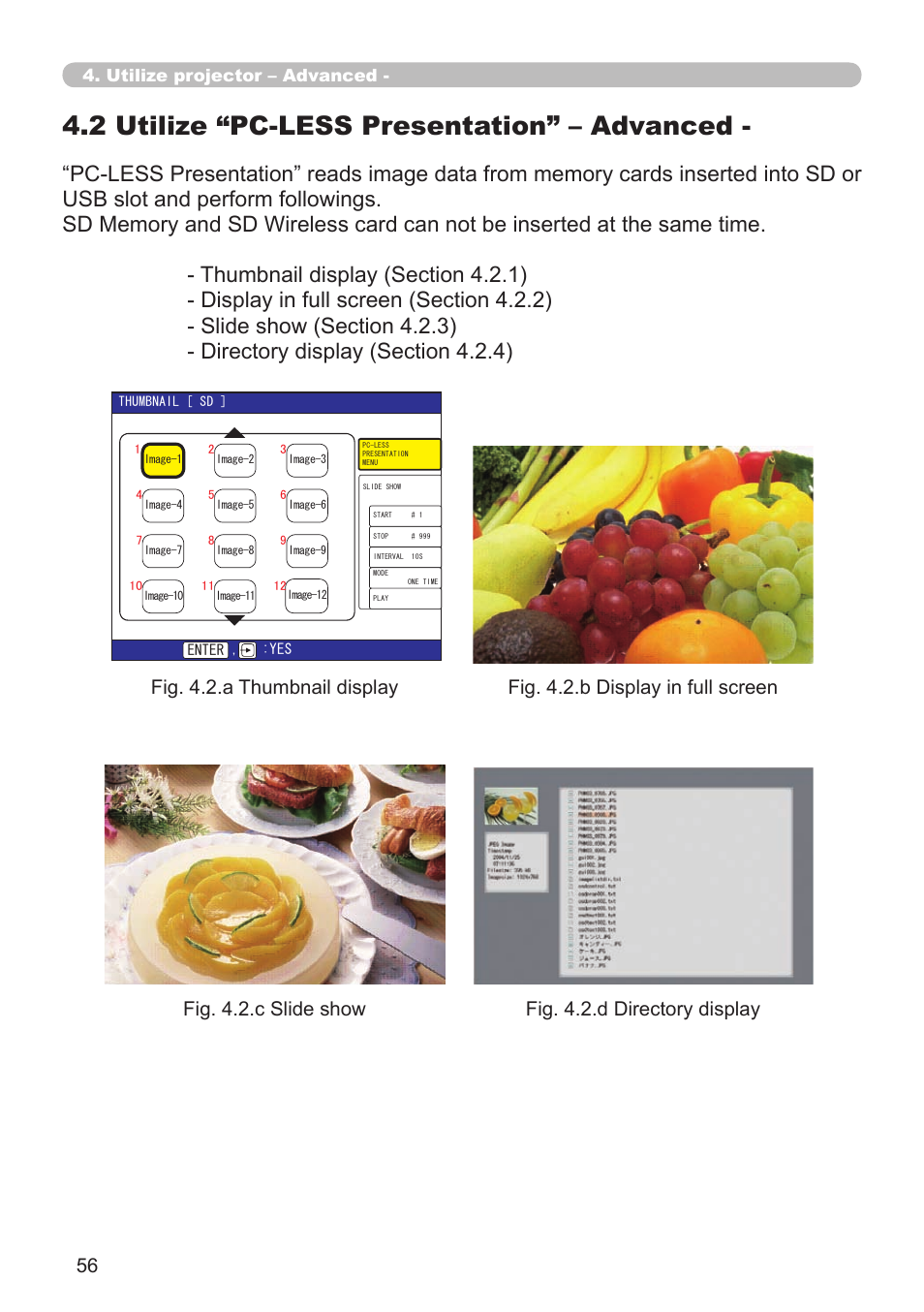 2 utilize “pc-less presentation” – advanced, Utilize projector – advanced | Dukane 8944 User Manual | Page 150 / 178