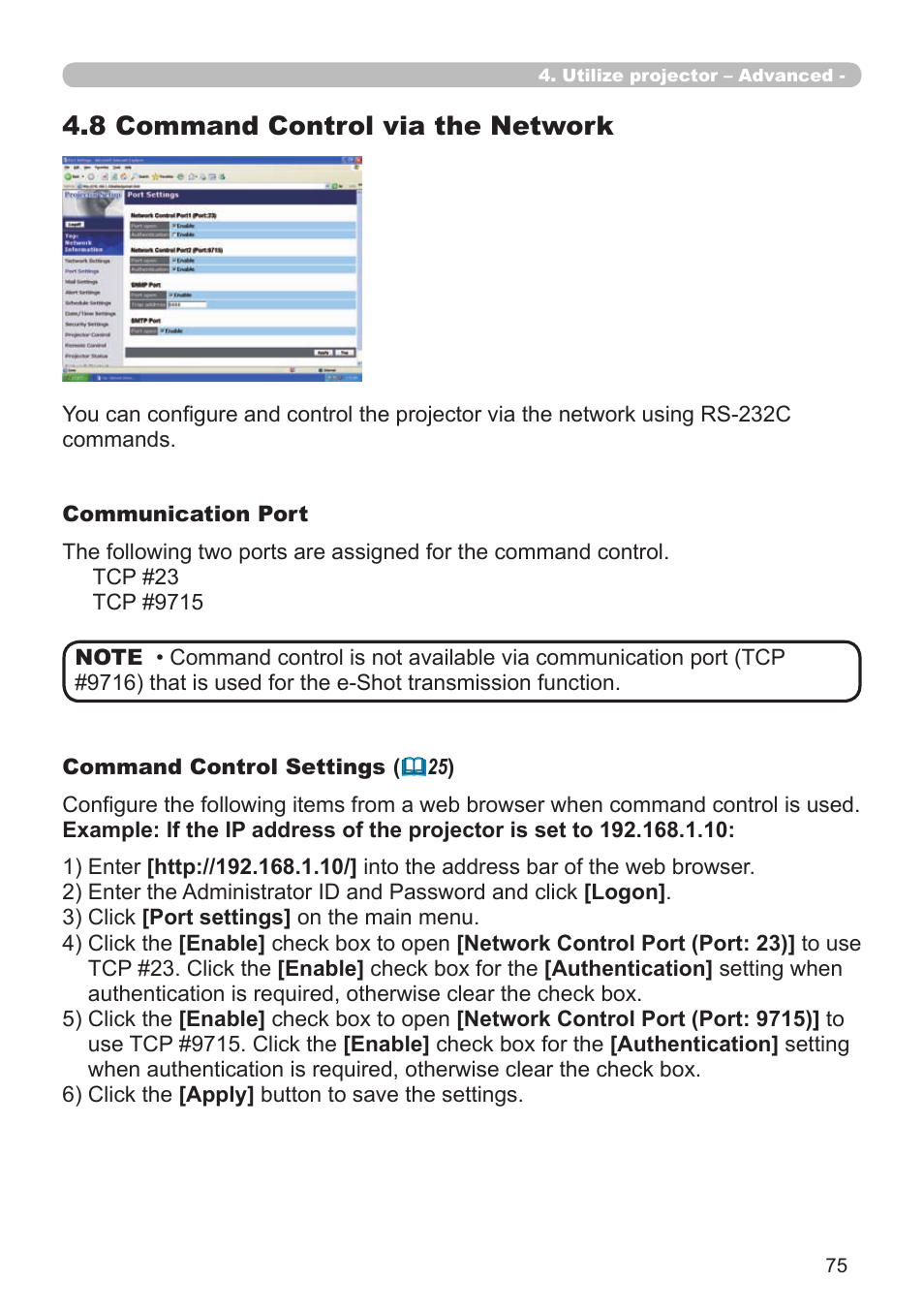 8 command control via the network | Dukane 8944 User Manual | Page 169 / 178