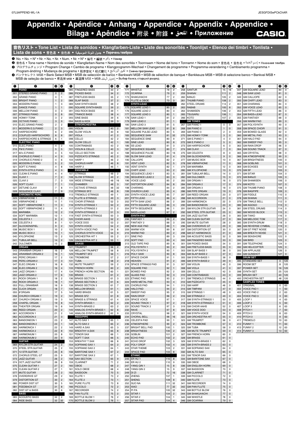 Casio CTK-2080 Appendix User Manual | 2 pages