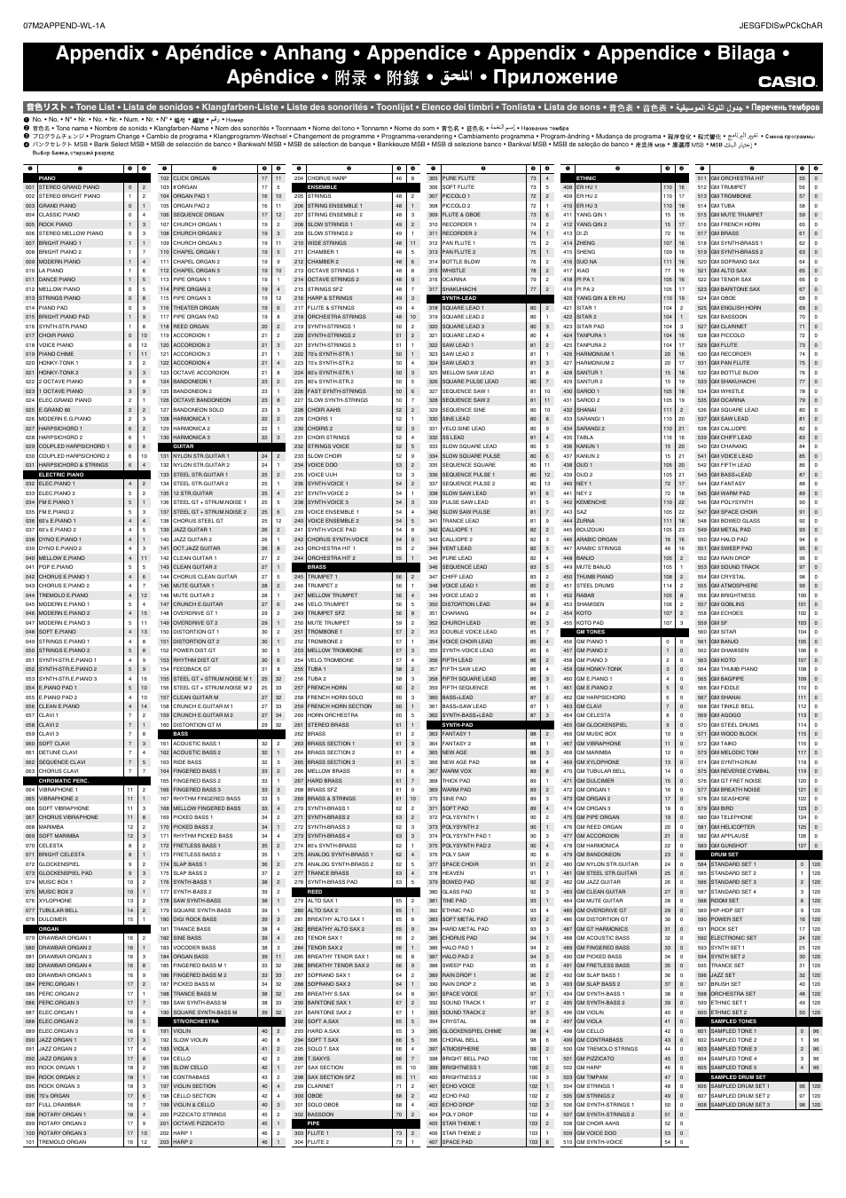 Casio CTK-4200 Appendix User Manual | 2 pages