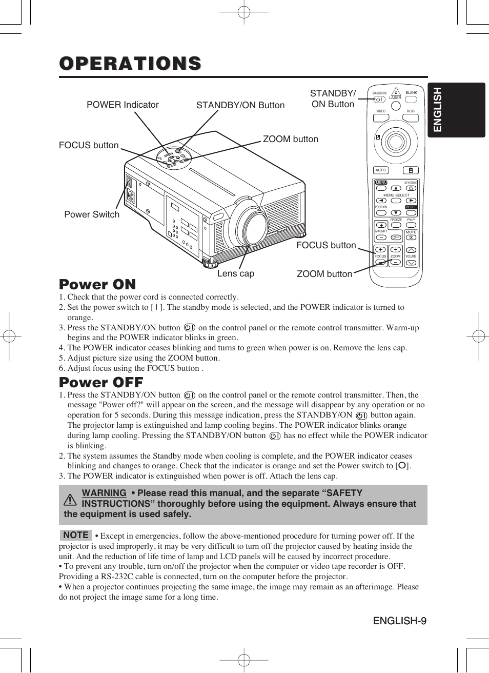 Operations, Power on, Power off | English-9 english english-9 | Dukane 8941A User Manual | Page 11 / 42