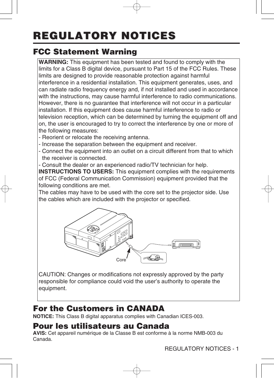 Regulatory notices, Fcc statement warning for the customers in canada, Pour les utilisateurs au canada | Dukane 8941A User Manual | Page 39 / 42