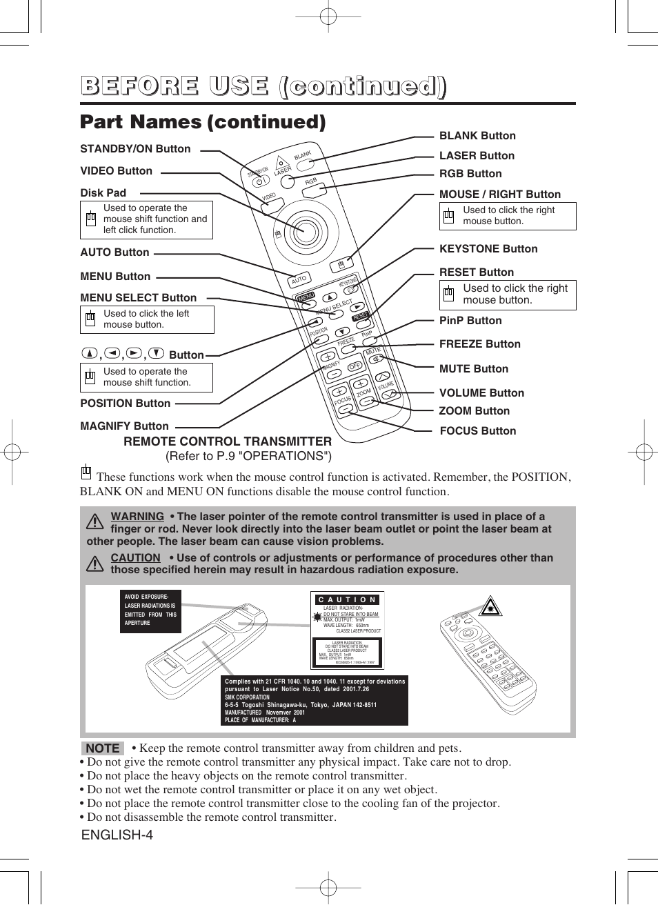 Part names (continued) | Dukane 8941A User Manual | Page 6 / 42