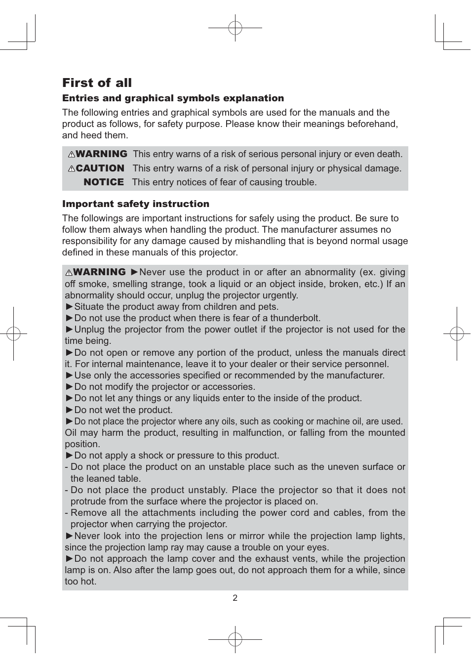 First of all | Dukane Data Video Projector 8105B User Manual | Page 4 / 26