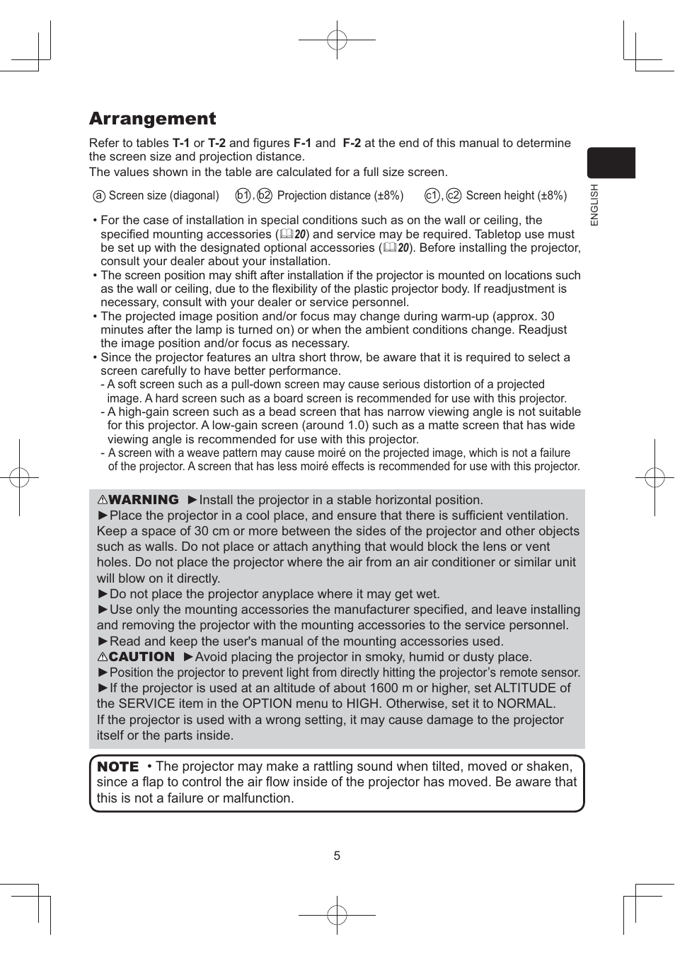 Arrangement | Dukane Data Video Projector 8105B User Manual | Page 7 / 26