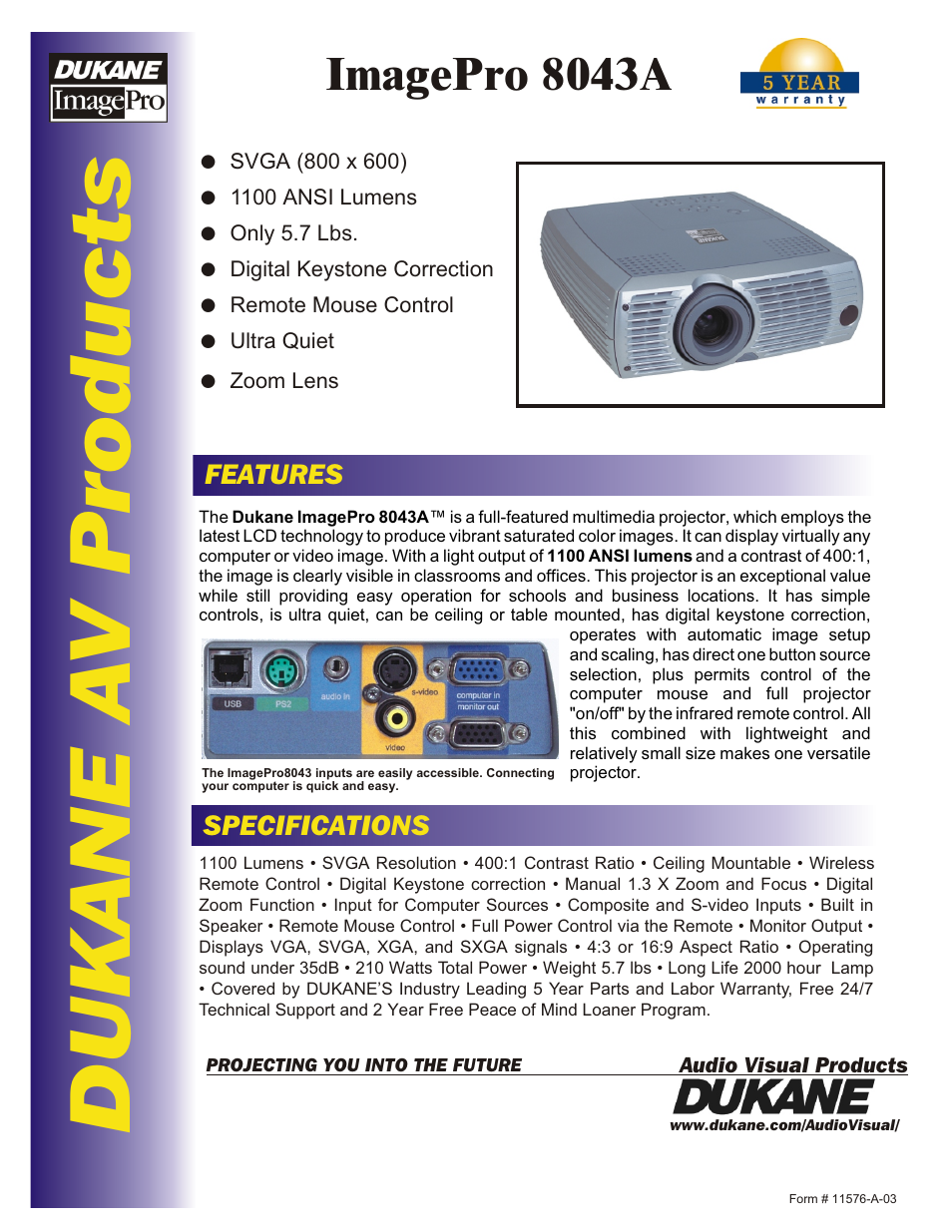 Dukane ImagePro 8038 User Manual | 2 pages