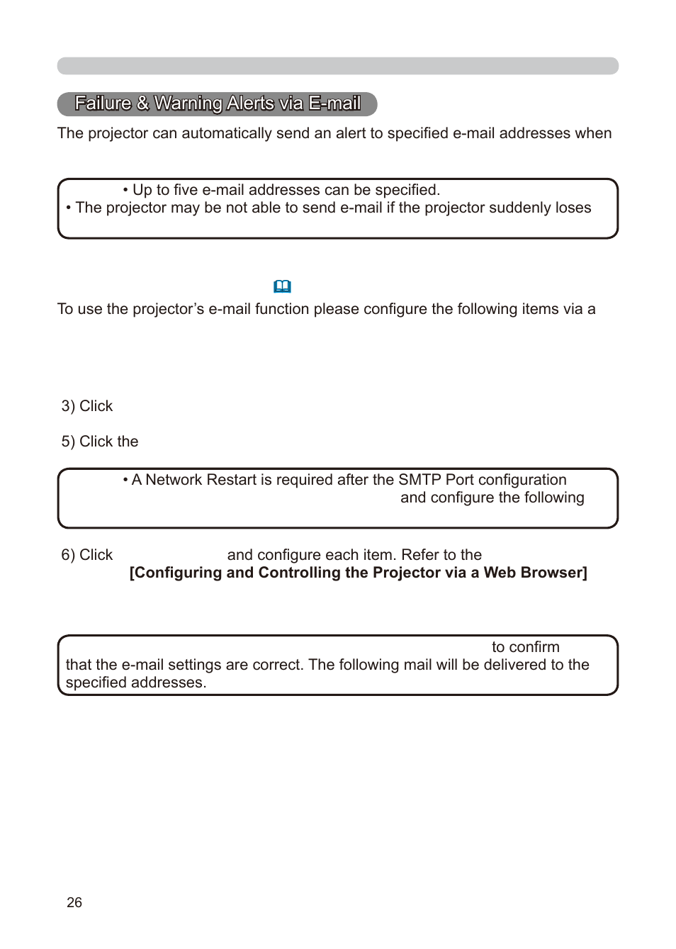 Failure & warning alerts via e-mail, Mail settings | Dukane 8776-RJ User Manual | Page 112 / 126