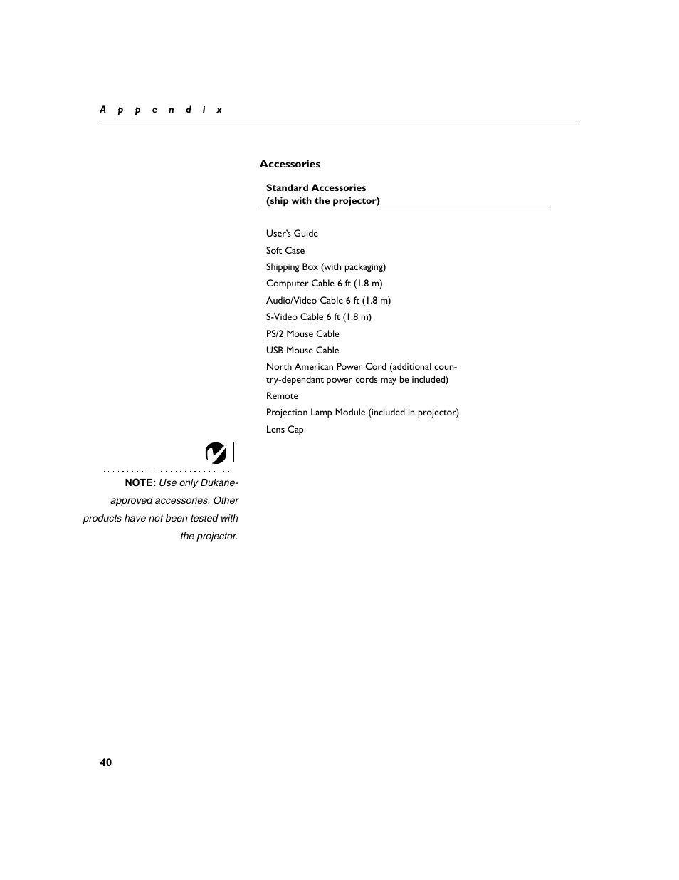 Heading2 - accessories, Accessories 40 | Dukane 28A8753 User Manual | Page 48 / 62