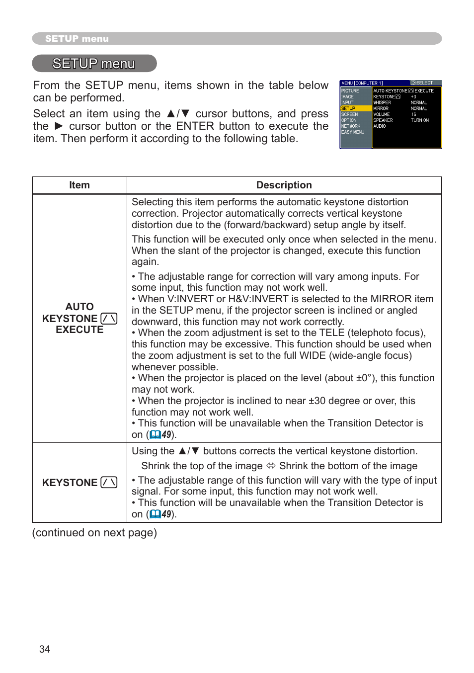 Setup menu | Dukane 8755G-RJ User Manual | Page 35 / 128