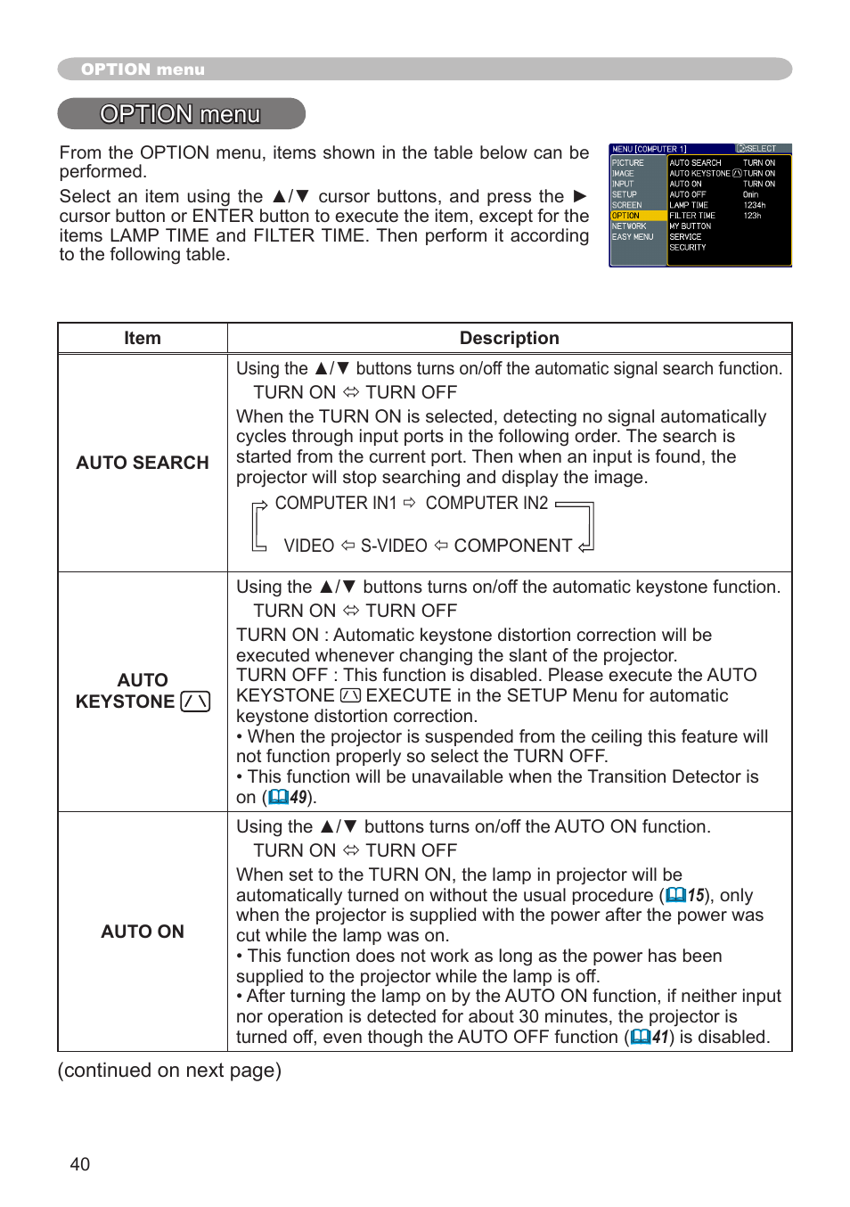 Option menu | Dukane 8755G-RJ User Manual | Page 41 / 128