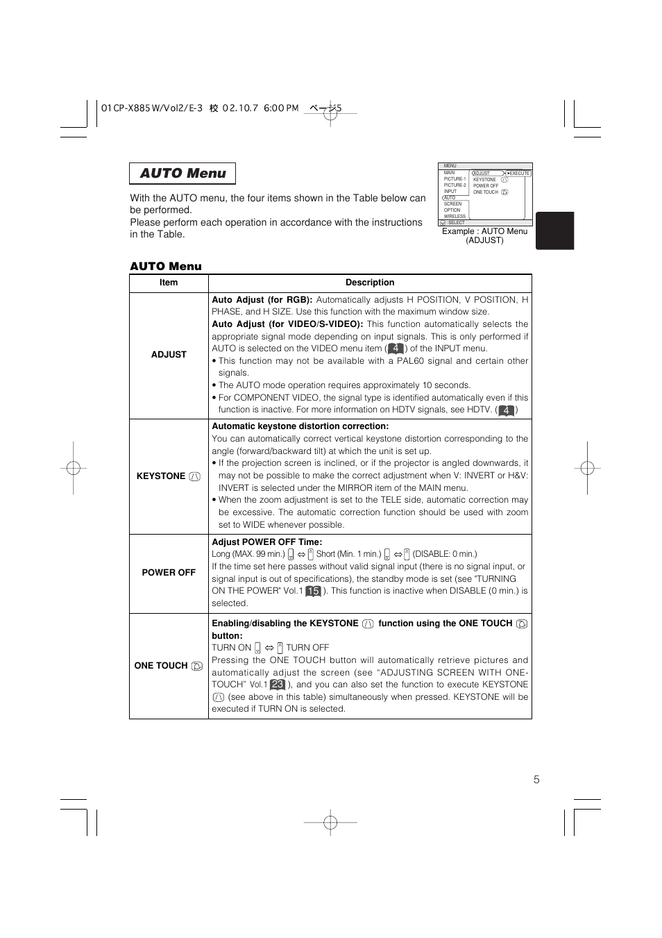 Auto menu | Dukane 28A8711 User Manual | Page 45 / 64