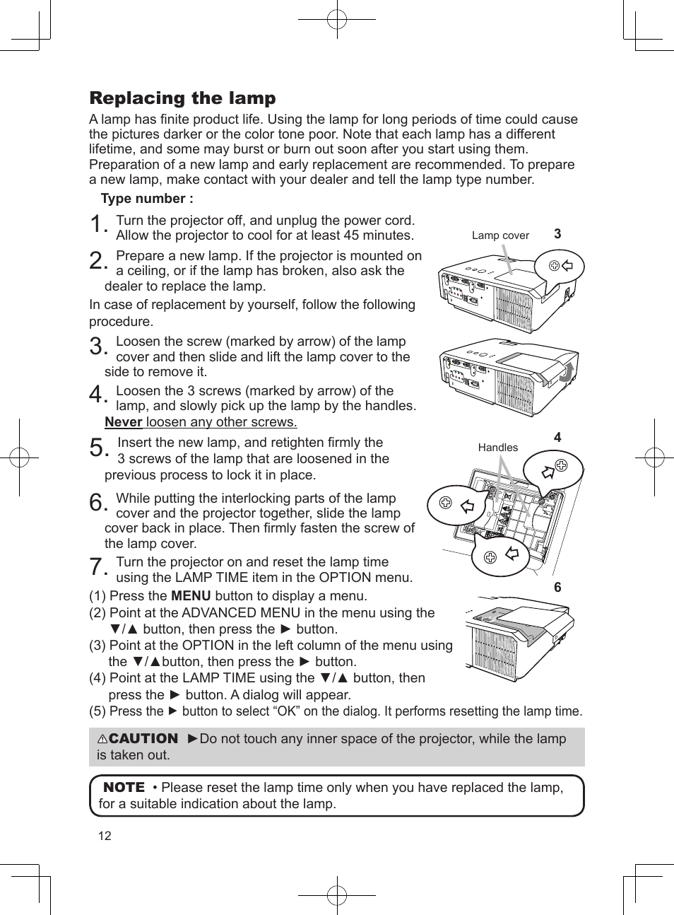 Replacing the lamp | Dukane Data Video Projector 8923H User Manual | Page 13 / 19