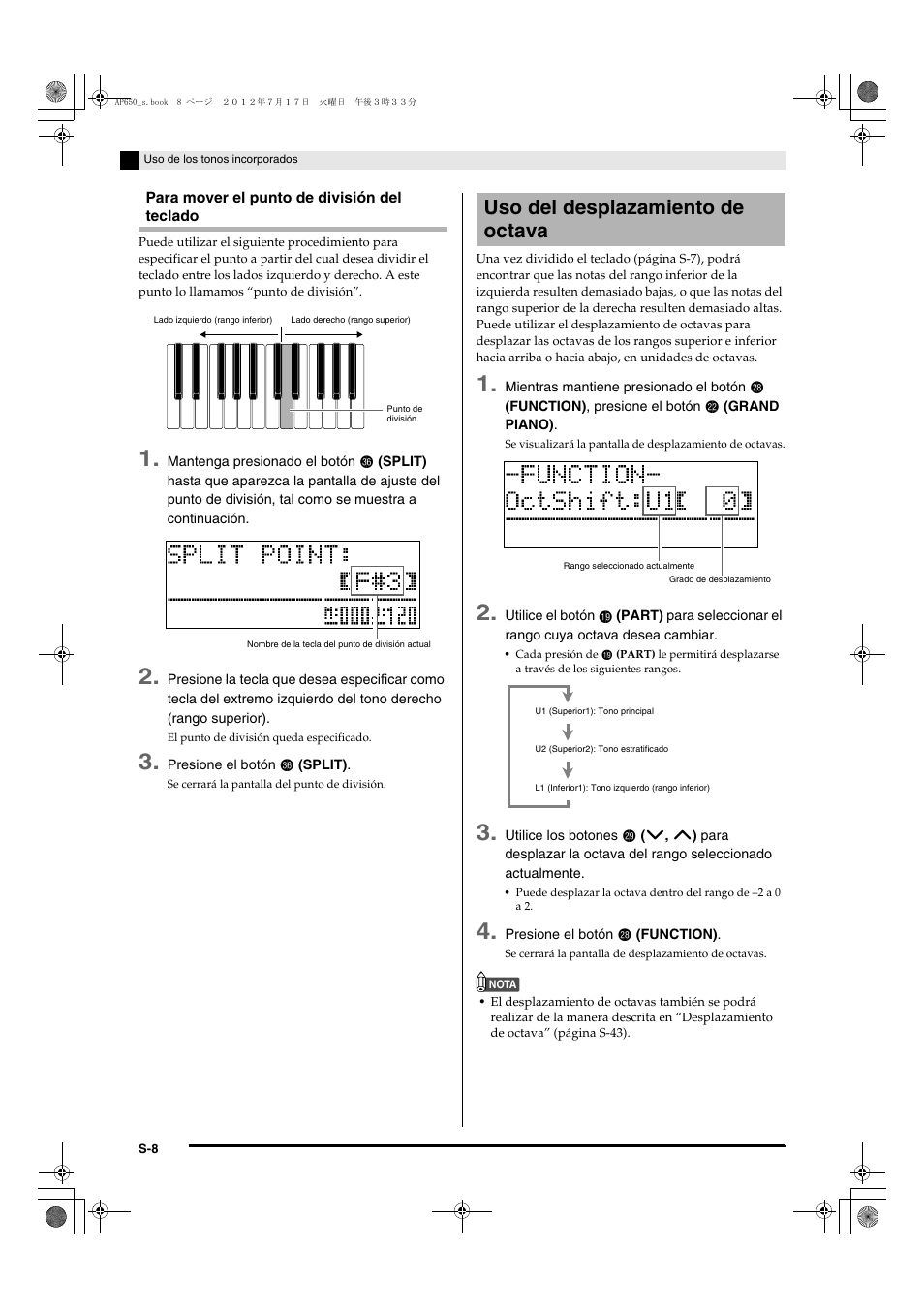 Uso del desplazamiento de octava | Casio AP-650M User Manual | Page 10 / 84