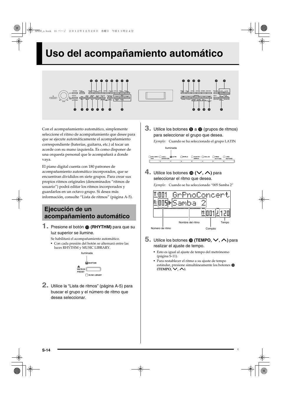 Uso del acompañamiento automático, Ejecución de un acompañamiento automático | Casio AP-650M User Manual | Page 16 / 84