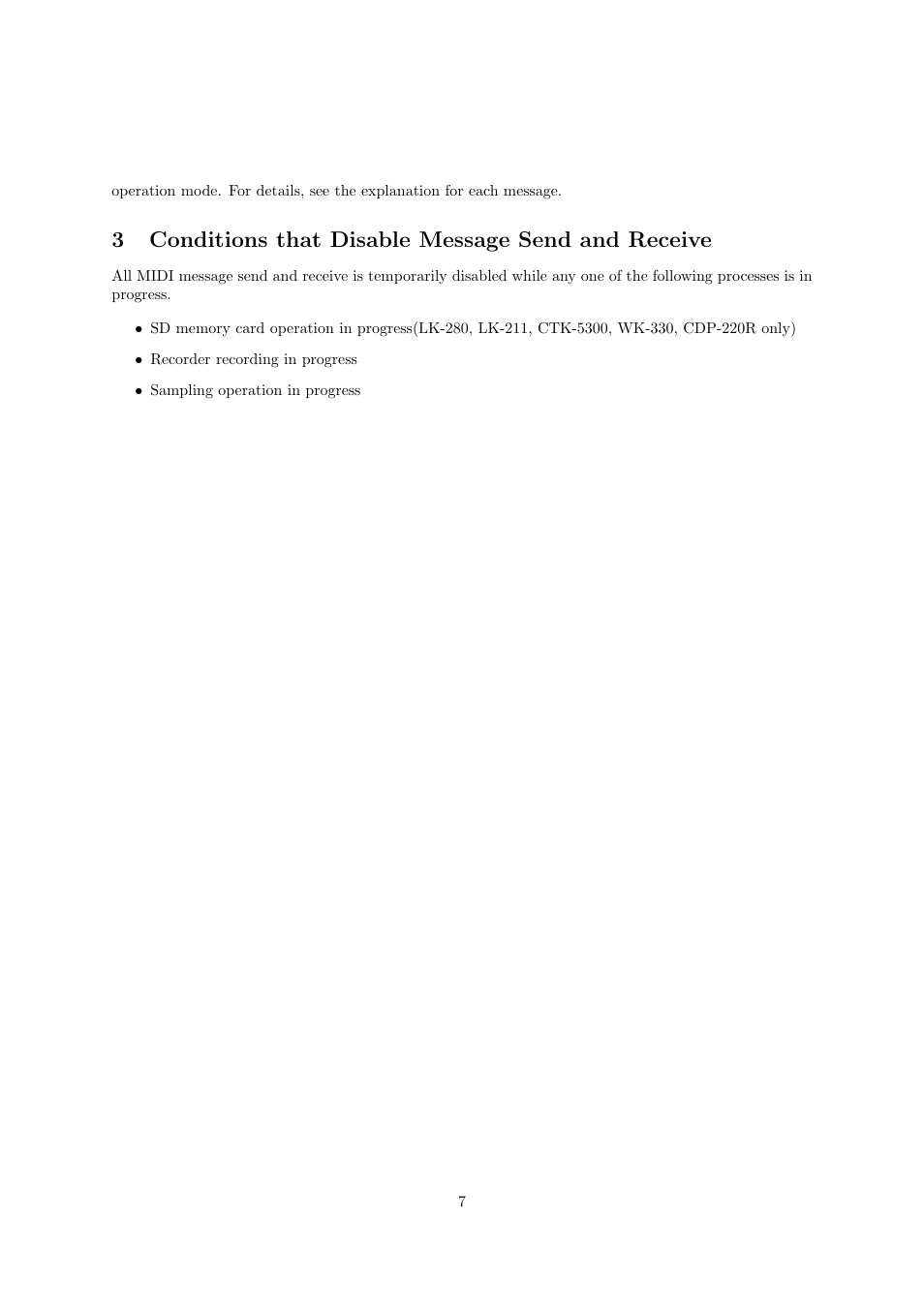 3conditions that disable message send and receive | Casio CDP-220R User Manual | Page 7 / 43