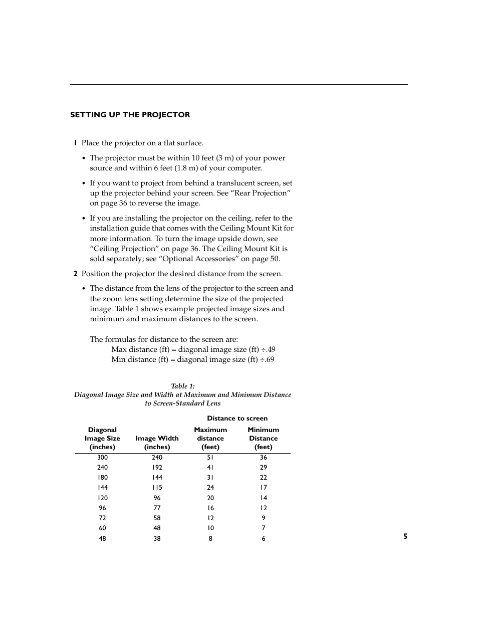 Heading1 - setting up the projector, Setting up the projector | Dukane 28A8932 User Manual | Page 15 / 78