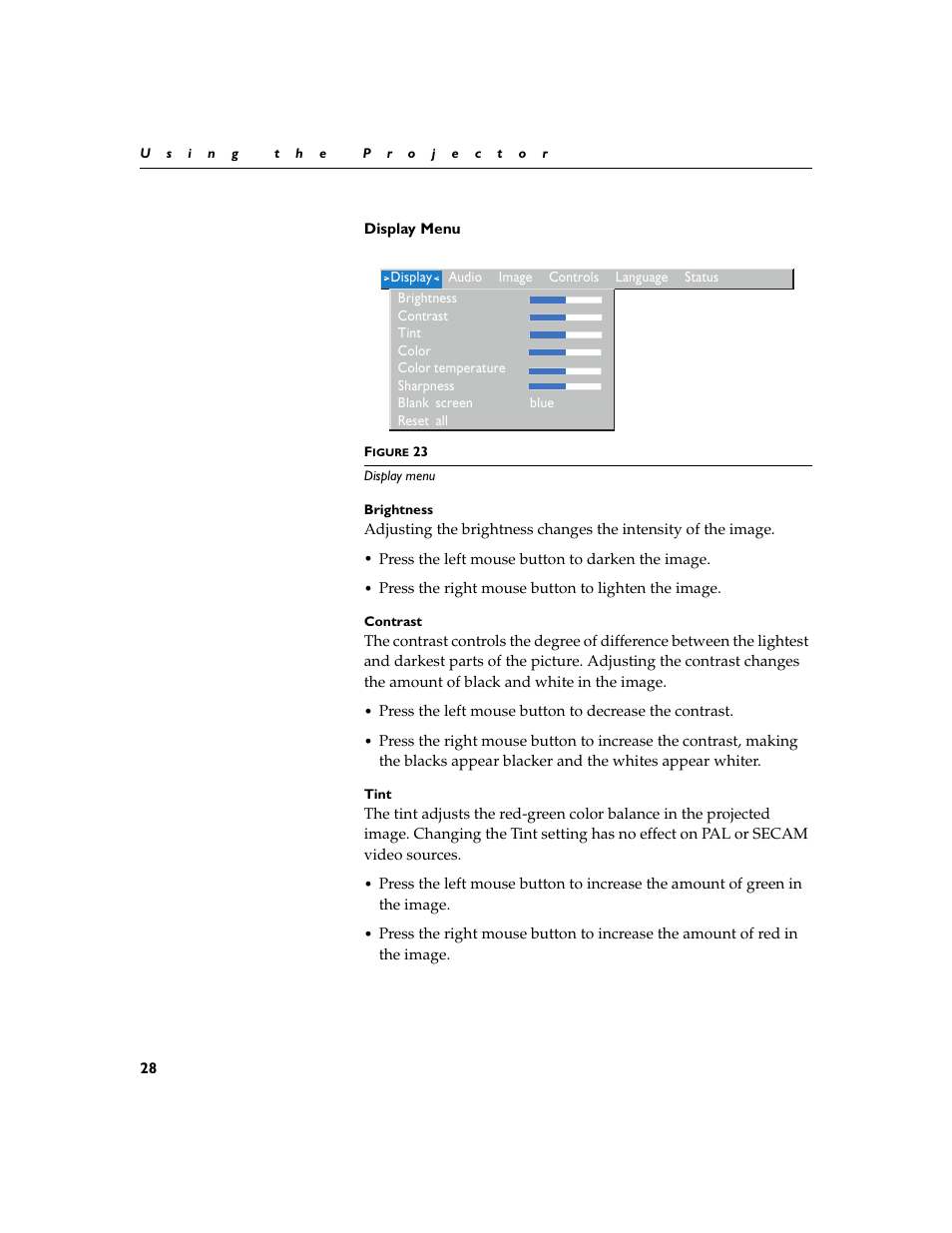 Heading2 - display menu, Display menu | Dukane 28A8932 User Manual | Page 38 / 78