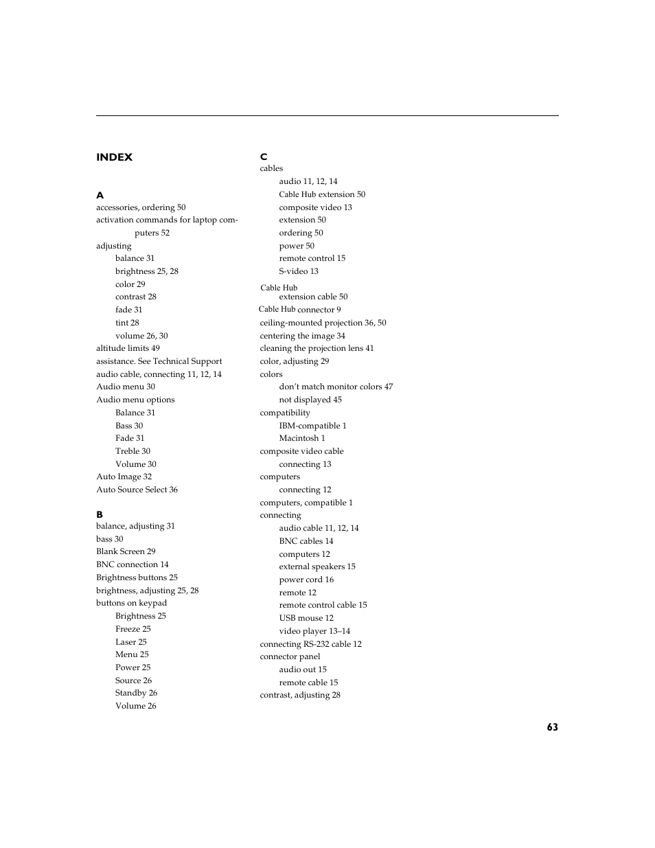 Heading1 - index, Index 63 | Dukane 28A8932 User Manual | Page 73 / 78