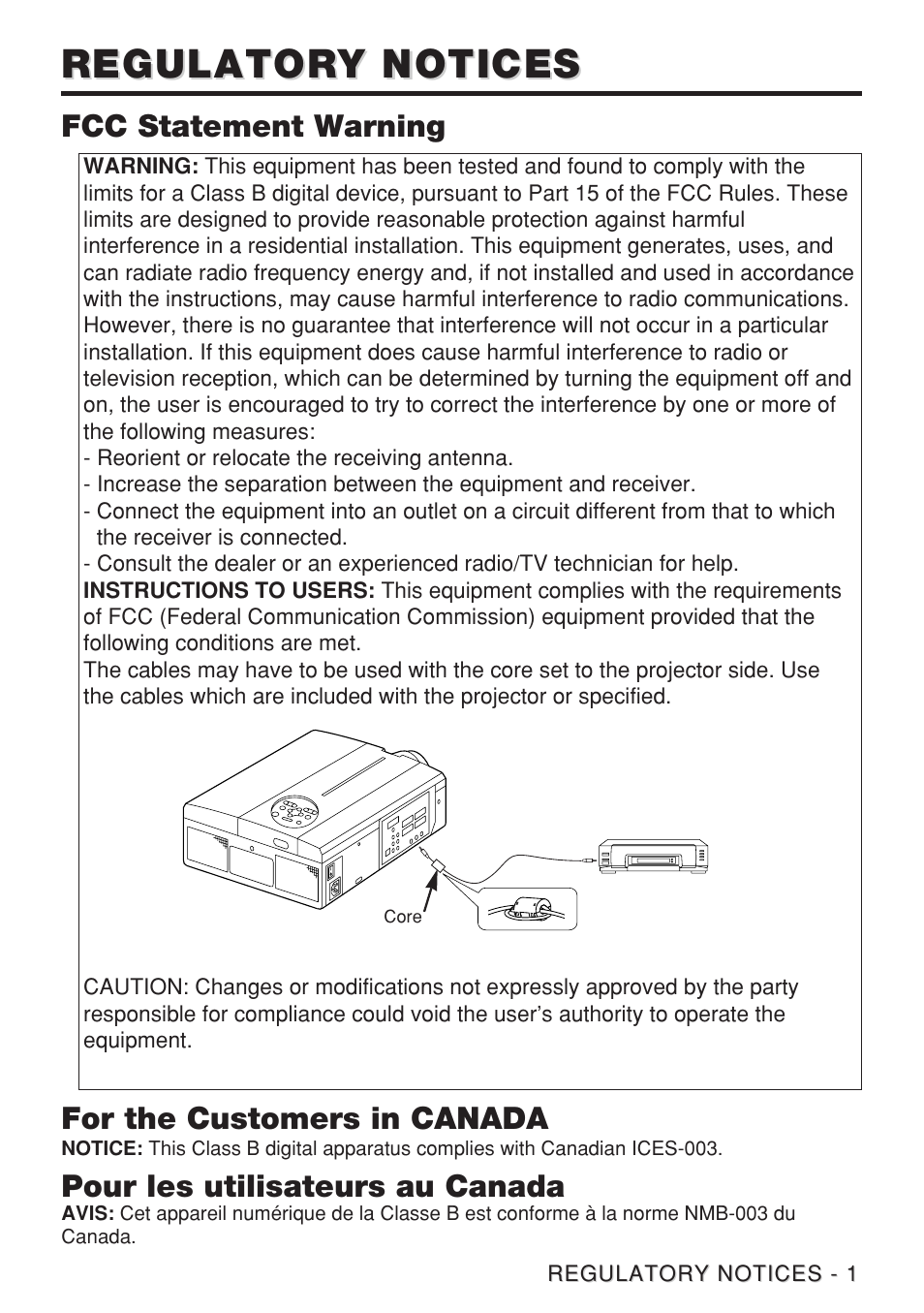 Regulatory notices, Fcc statement warning for the customers in canada, Pour les utilisateurs au canada | Dukane 28A8909 User Manual | Page 47 / 50