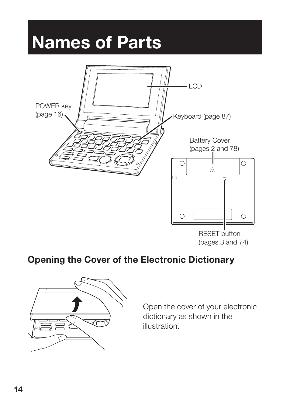 Names of parts | Casio EW-B100C User Manual | Page 16 / 91