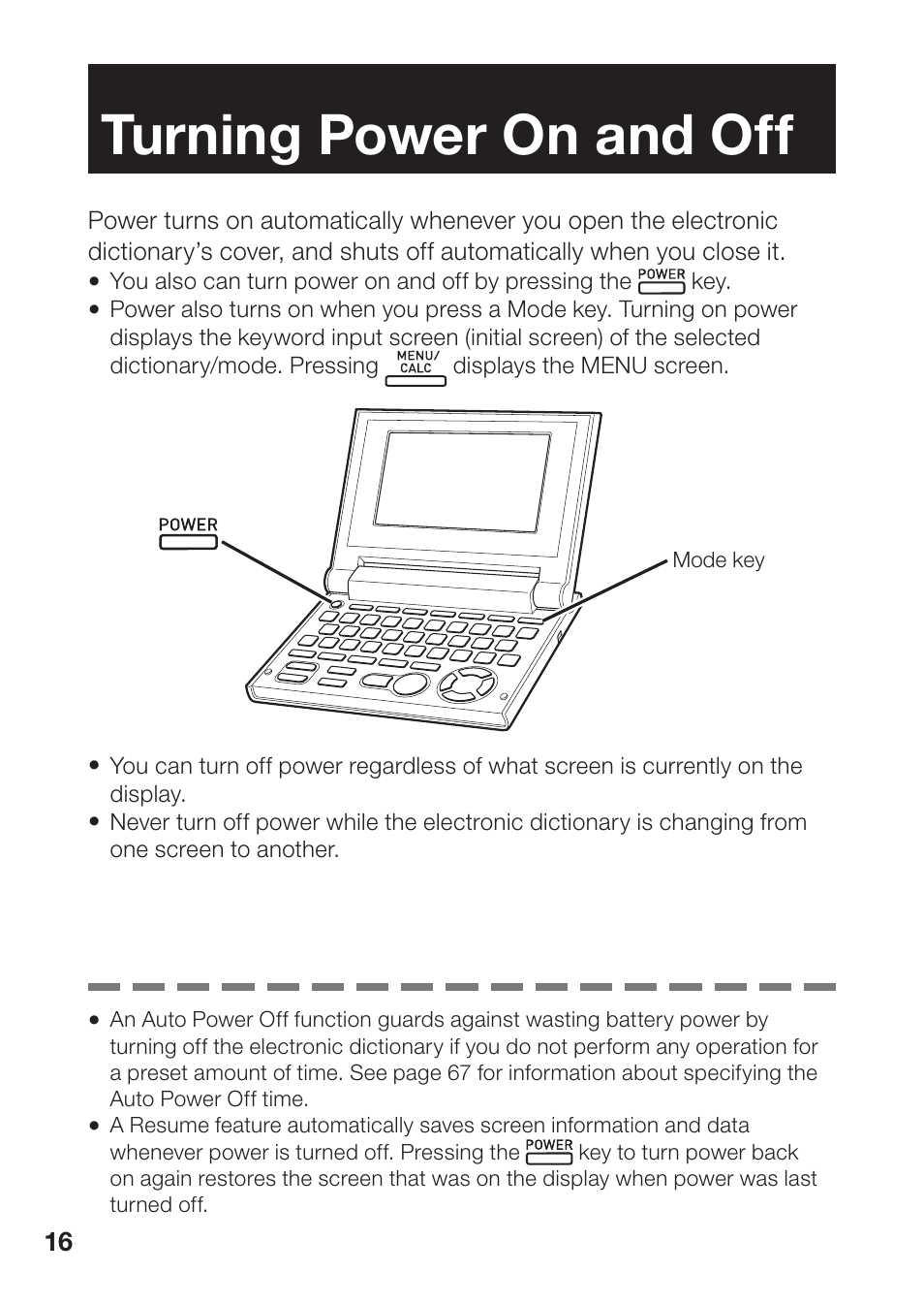 Turning power on and off | Casio EW-B100C User Manual | Page 18 / 91