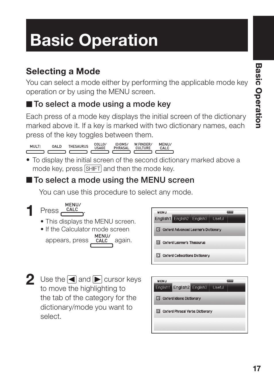 Basic operation | Casio EW-B100C User Manual | Page 19 / 91