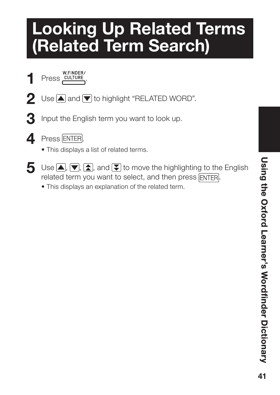 Looking up related terms (related term search) | Casio EW-B100C User Manual | Page 43 / 91