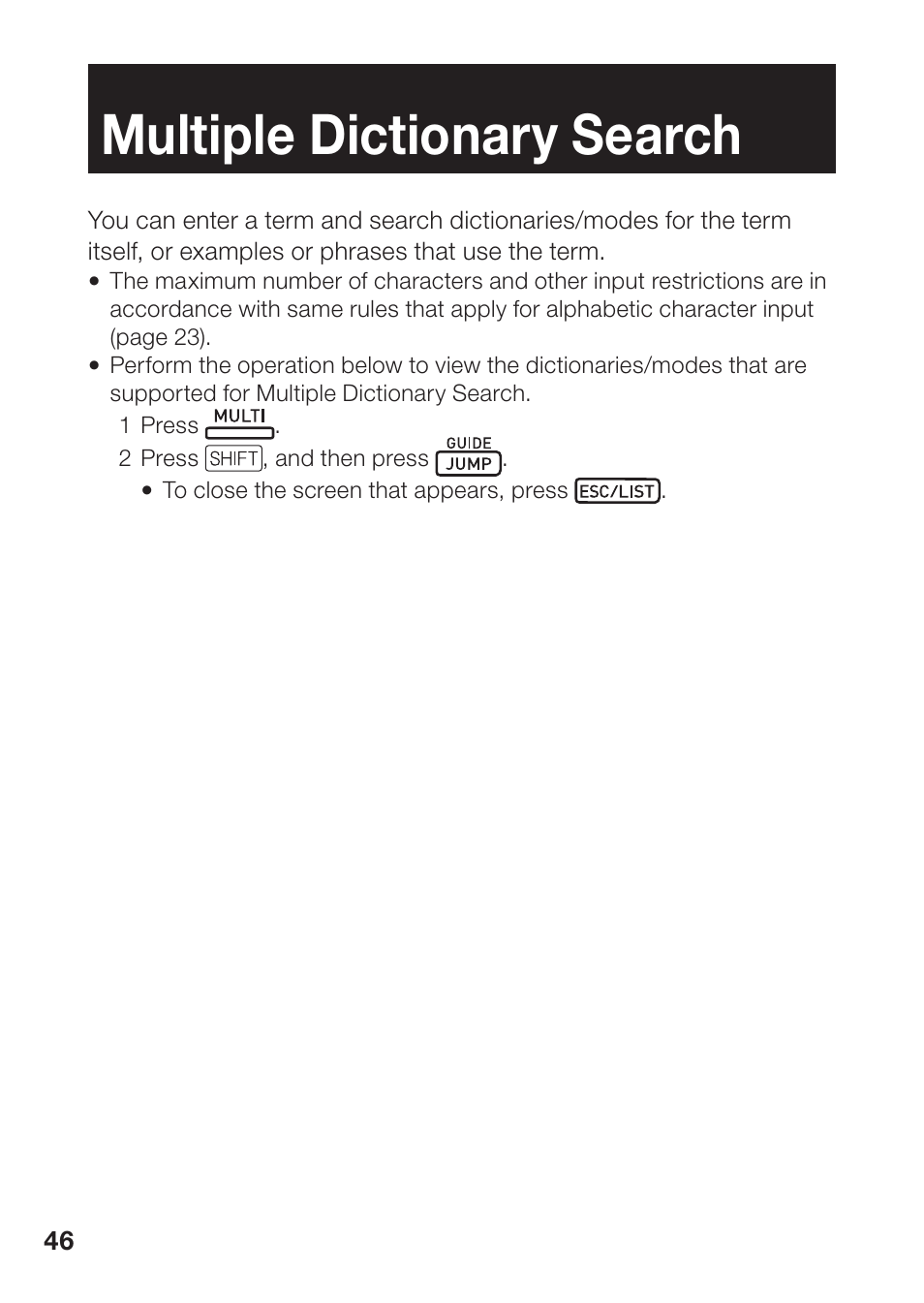 Multiple dictionary search | Casio EW-B100C User Manual | Page 48 / 91