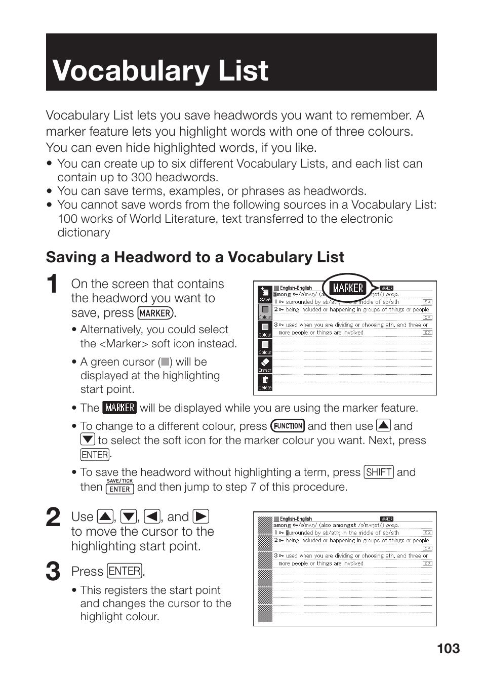 Vocabulary list | Casio EW-B2000C User Manual | Page 105 / 155