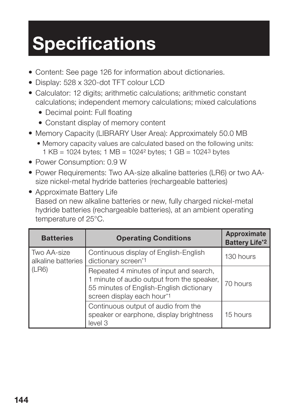 Speciﬁ cations | Casio EW-B2000C User Manual | Page 146 / 155