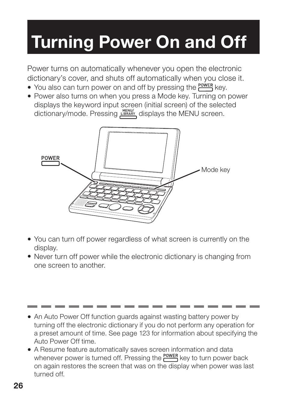 Turning power on and off | Casio EW-B2000C User Manual | Page 28 / 155